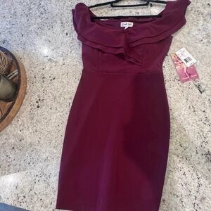 City Chic Off-Shoulder Plum Midi Dress